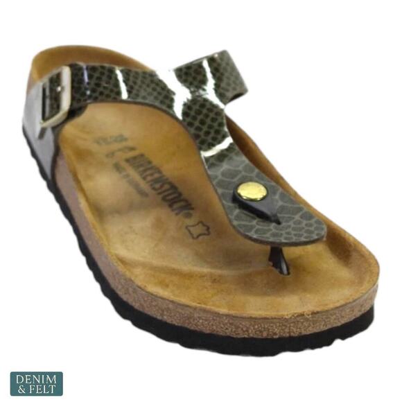 Birkenstock Gizeh Snake Print Sandals Women’s 7-7.5 EU 38 Comfort Cork Footbed - Picture 7 of 14